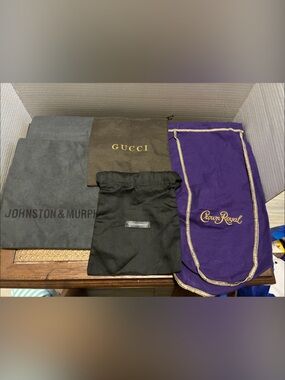 Assorted Designer Dust Bags — Gucci, Crown Royal, Johnston & Murphy